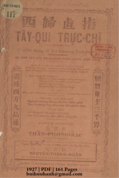 Tây Qui Trực Chĩ (NXB Nguyễn Văn Của 1927) - Trần Phong Sắc, 161 Trang