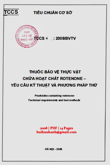 TCCS 6-2008-BVTV - Thuốc Bảo Vệ Thực Vật Chứa Hoạt Chất Rotenone - Yêu Cầu Kỹ Thuật