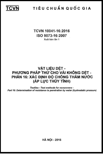 TCVN 10041-16-2016-ISO - Vật Liệu Dệt - Phương Pháp Thử Cho Vải Không Dệt - Phần 16