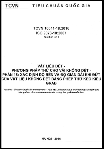 TCVN 10041-18-2016-ISO - Vật Liệu Dệt - Phương Pháp Thử Cho Vải Không Dệt - Phần 18