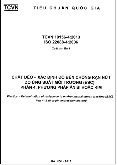 TCVN 10156-4-2013-ISO - Chất Dẻo - Xác Định Độ Bền Chống Rạn Nứt Do Ứng Suất Môi Trường (ESC)