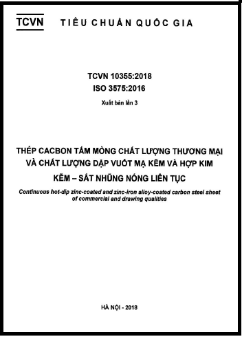 TCVN 10355-2018-ISO - Thép Cacbon Tấm Mỏng Chất Lượng Thương Mại Và Chất Lượng Dập Vuốt Mạ Kẽm