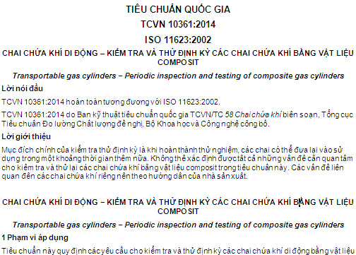 TCVN 10361-2014 - Chai Chứa Khí Di Động - Kiểm Tra Và Thử Định Kỳ Các Chai Chứa Khí