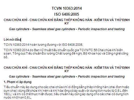 TCVN 10363-2014 - Chai Chứa Khí - Chai Chứa Khí Bằng Thép Không Hàn - Kiểm Tra Và Thử Định Kỳ