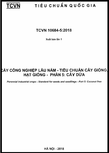 TCVN 10684-5-2018 - Cây Công Nghiệp Lâu Năm - Tiêu Chuẩn Cây Giống, Hạt Giống - Phần 5 Cây Dừa