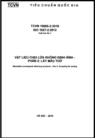 TCVN 10685-2-2018-ISO - Vật Liệu Chịu Lửa Không Định Hình - Phần 2 Lấy Mẫu Thử