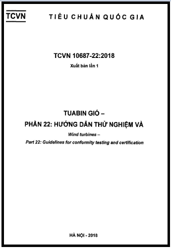 TCVN 10687-22-2018 - Tuabin Gió - Phần 22 Hướng Dẫn Thử Nghiệm Và Chứng Nhận Sự Phù Hợp