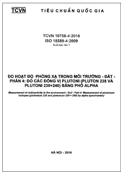 TCVN 10758-4-2016-ISO - Đo Hoạt Độ Phóng Xạ Trong Môi Trường - Đất - Phần 4