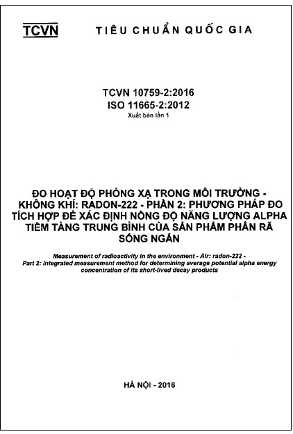 TCVN 10759-2-2016-ISO - Đo Hoạt Độ Phóng Xạ Trong Môi Trường - Không Khí Radon-222 - Phần 2
