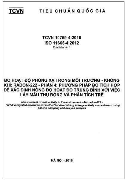 TCVN 10759-4-2016-ISO - Đo Hoạt Độ Phóng Xạ Trong Môi Trường - Không Khí Radon-222 - Phần 4