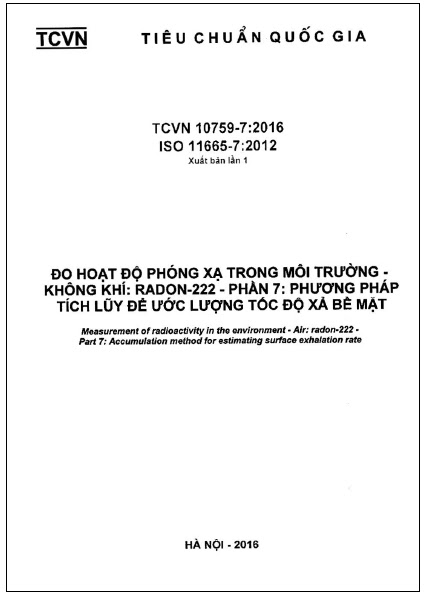 TCVN 10759-7-2016-ISO - Đo Hoạt Độ Phóng Xạ Trong Môi Trường - Không Khí Radon-222 - Phần 7