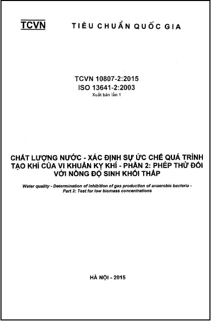 TCVN 10807-2-2015-ISO - Chất Lượng Nước - Xác Định Sự Ức Chế Quá Trình Tạo Khí Của Vi Khuẩn Kỵ Khí