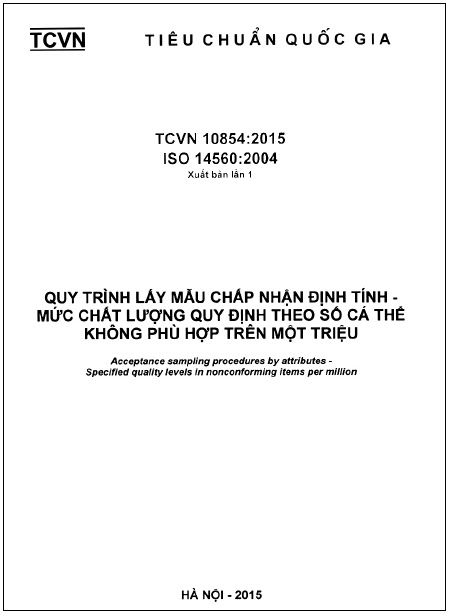TCVN 10854-2015-ISO - Quy Trình Lấy Mẫu Chấp Nhận Định Tính - Mức Chất Lượng Quy Định Theo Số Cá Thể