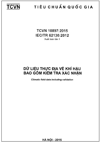TCVN 10897-2015 - Dữ Liệu Thực Địa Về Khí Hậu Bao Gồm Kiểm Tra Xác Nhận