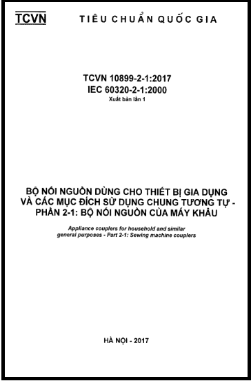 TCVN 10899-2-1-2017 - Bộ Nối Nguồn Dùng Cho Thiết Bị Gia Dụng Và Các Mục Đích Sử Dụng Chung Tương Tự