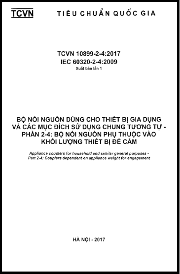 TCVN 10899-2-4-2017 - Bộ Nối Nguồn Dùng Cho Thiết Bị Gia Dụng Và Các Mục Đích Sử Dụng Chung Tương Tự