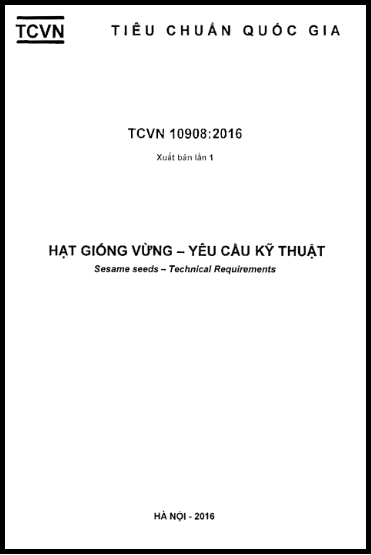 TCVN 10908-2016 - Hạt Giống Vừng - Yêu Cầu Kỹ Thuật
