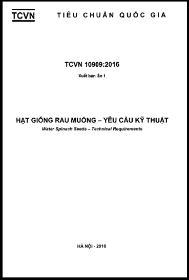 TCVN 10909-2016 - Hạt Giống Rau Muống - Yêu Cầu Kỹ Thuật
