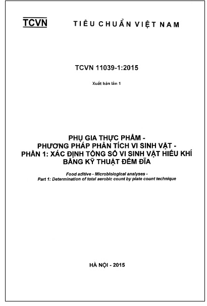 TCVN 11039-1-2015 - Phụ Gia Thực Phẩm - Phương Pháp Phân Tích Vi Sinh Vật - Phần 1