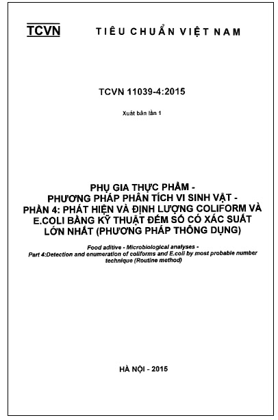 TCVN 11039-4-2015 - Phụ Gia Thực Phẩm - Phương Pháp Phân Tích Vi Sinh Vật - Phần 4