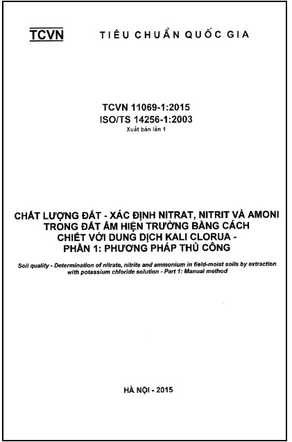 TCVN 11069-1-2015-ISO - Chất Lượng Đất - Xác Định Nitrat, Nitrit Và Amoni Trong Đất Ẩm