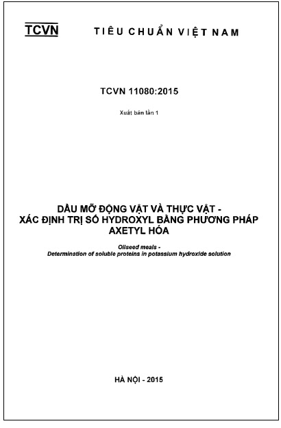 TCVN 11080-2015 - Dầu Mỡ Động Vật Và Thực Vật - Xác Định Trị Số Hydroxyl Bằng Phương Pháp Axetyl Hóa