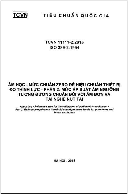 TCVN 11111-2-2015-ISO - Âm Học - Mức Chuẩn Zero Để Hiệu Chuẩn Thiết Bị Đo Thính Lực - Phần 2