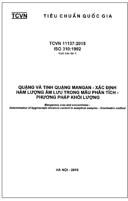 TCVN 11137-2015-ISO - Quặng Và Tinh Quặng Mangan - Xác Định Hàm Lượng Ẩm Lưu