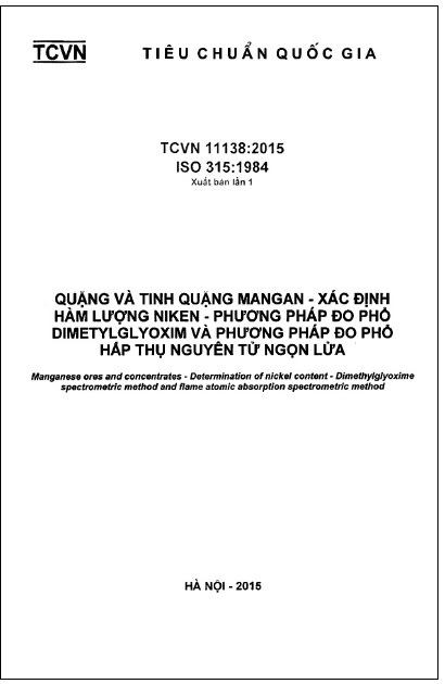 TCVN 11138-2015-ISO - Quặng Và Tinh Quặng Mangan - Xác Định Hàm Lượng Niken - Phương Pháp Đo Phổ