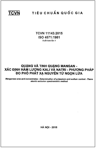 TCVN 11143-2015-ISO - Quặng Và Tinh Quặng Mangan - Xác Định Hàm Lượng Kali Và Natri