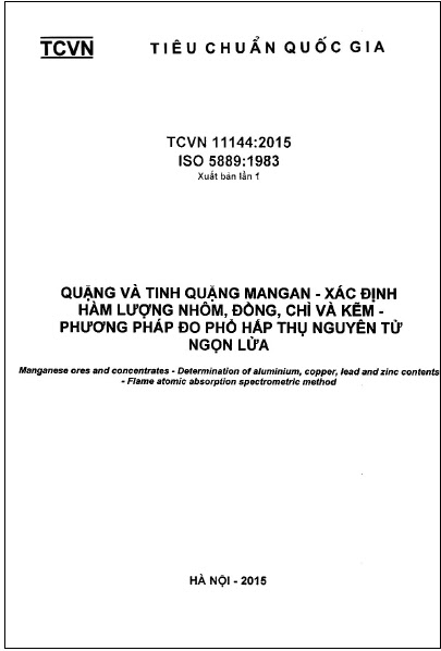 TCVN 11144-2015-ISO - Quặng Và Tinh Quặng Mangan - Xác Định Hàm Lượng Nhôm, Đồng, Chì Và Kẽm