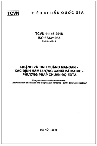 TCVN 11146-2015-ISO - Quặng Và Tinh Quặng Mangan - Xác Định Hàm Lượng Canxi Và Magie