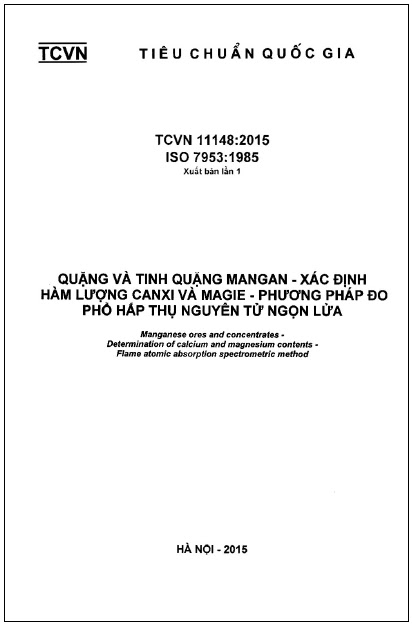 TCVN 11148-2015-ISO - Quặng Và Tinh Quặng Mangan - Xác Định Hàm Lượng Canxi Và Magie