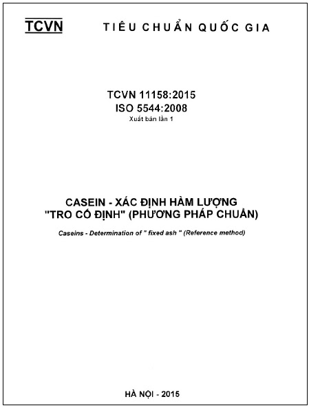 TCVN 11158-2015-ISO - Casein - Xác Định Hàm Lượng Tro Cố Định (Phương Pháp Chuẩn)