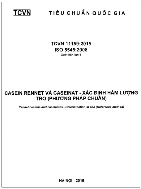 TCVN 11159-2015-ISO - Casein Rennet Và Caseinat - Xác Định Hàm Lượng Tro (Phương Pháp Chuẩn)