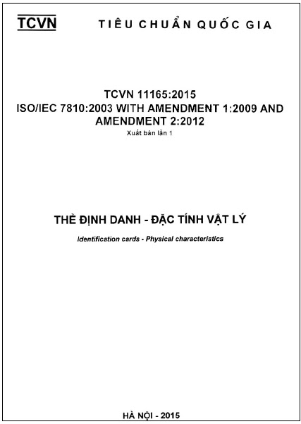 TCVN 11165-2015-ISO - Thẻ Định Danh - Đặc Tính Vật Lý