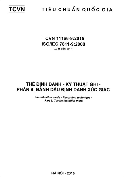 TCVN 11166-9-2015-ISO - Thẻ Định Danh - Kĩ Thuật Ghi - Phần 9 Đánh Dấu Định Danh Xúc Giác