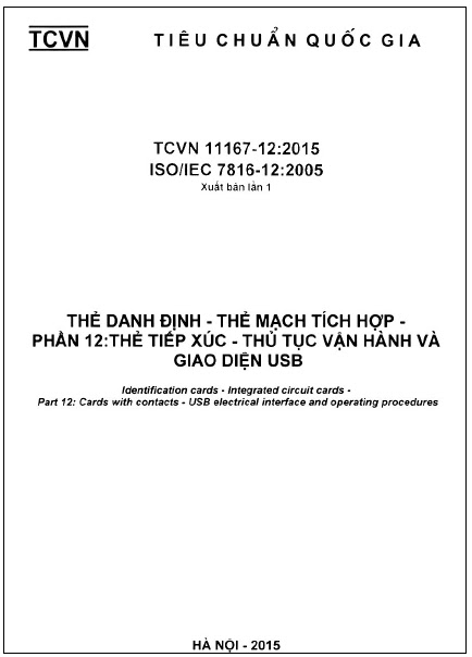 TCVN 11167-12-2015-ISO - Thẻ Định Danh - Thẻ Mạch Tích Hợp - Phần 12 Thẻ Tiếp Xúc - Thủ Tục Vận Hành
