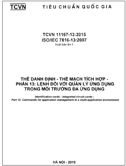TCVN 11167-13-2015-ISO - Thẻ Định Danh - Thẻ Mạch Tích Hợp - Phần 13 Lệnh Đối Với Quản Lý Ứng Dụng