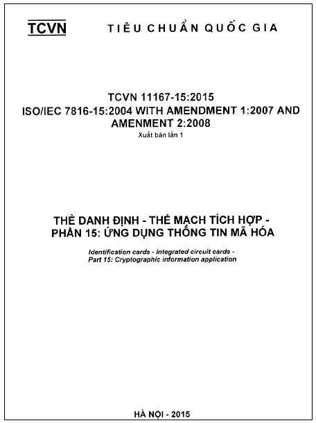 TCVN 11167-15-2015-ISO - Thẻ Định Danh - Thẻ Mạch Tích Hợp - Phần 15 Ứng Dụng Thông Tin Mã Hóa