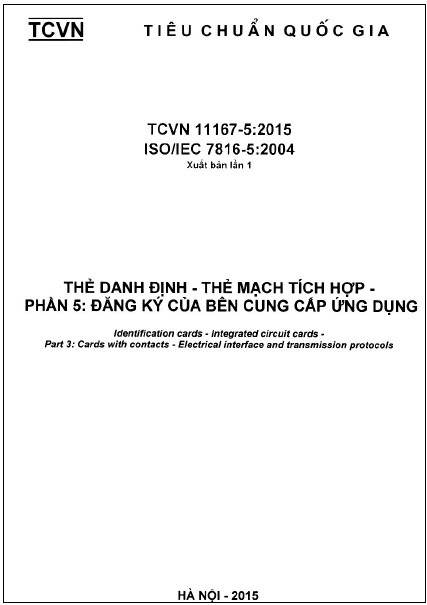TCVN 11167-5-2015-ISO - Thẻ Định Danh - Thẻ Mạch Tích Hợp - Phần 5 Đăng Ký Của Bên Cung Ứng Dịch Vụ