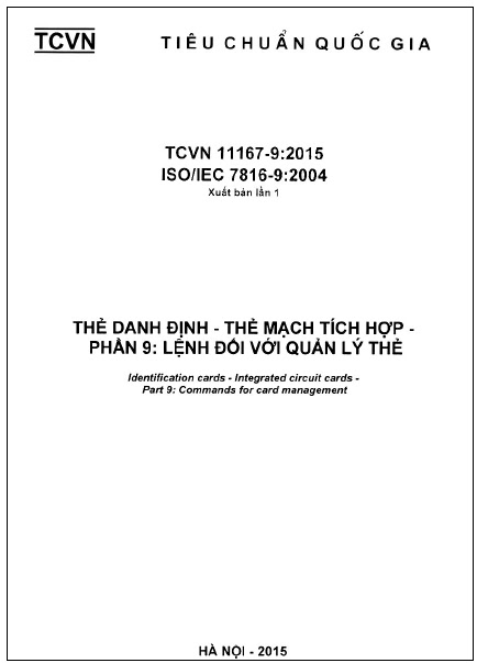 TCVN 11167-9-2015-ISO - Thẻ Định Danh - Thẻ Mạch Tích Hợp - Phần 9 Lệnh Đối Với Quản Lý Thẻ