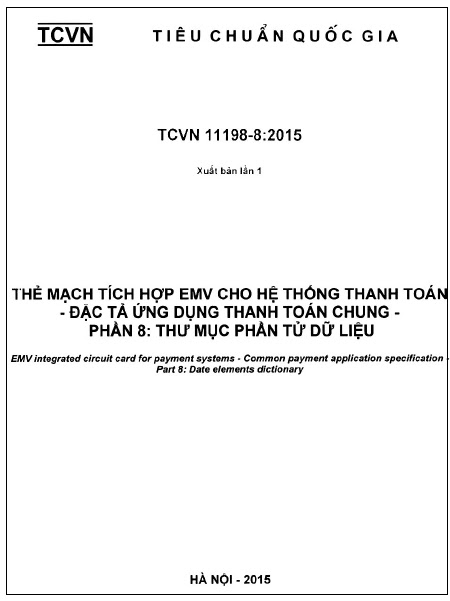 TCVN 11198-8-2015 - Thẻ Mạch Tích Hợp EMV Cho Hệ Thống Thanh Toán - Đặc Tả ứng Dụng Thanh Toán Chung