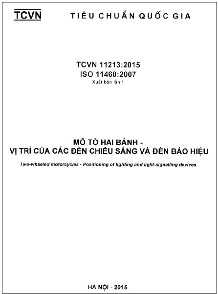TCVN 11213-2015-ISO - Mô Tô Hai Bánh - Vị Trí Của Các Đèn Chiếu Sáng Và Đèn Báo Hiệu