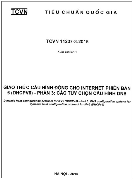 TCVN 11237-3-2015 - Giao Thức Cấu Hình Động Internet Phiên Bản 6 (DHCPv6) - Phần 3 Các Tùy Chọn