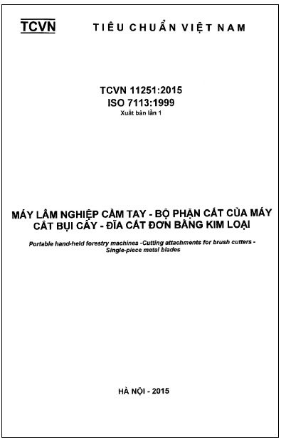 TCVN 11251-2015-ISO - Máy Lâm Nghiệp Cầm Tay - Bộ Phận Cắt Của Máy Cắt Bụi Cây - Đĩa Cắt Đơn