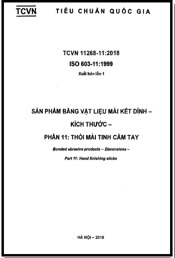 TCVN 11268-11-2018-ISO - Sản Phẩm Bằng Vật Liệu Mài Kết Dính - Kích Thước - Phần 11