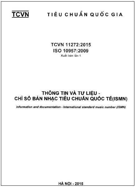 TCVN 11272-2015-ISO - Thông Tin Và Tư Liệu - Chỉ Số Bản Nhạc Tiêu Chuẩn Quốc Tế (ISMN)