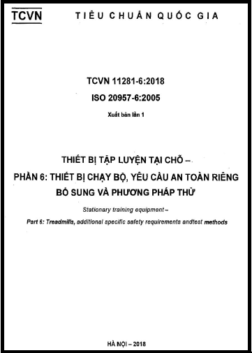 TCVN 11281-6-2018-ISO - Thiết Bị Tập Luyện Tại Chỗ - Phần 6 Thiết Bị Chạy Bộ