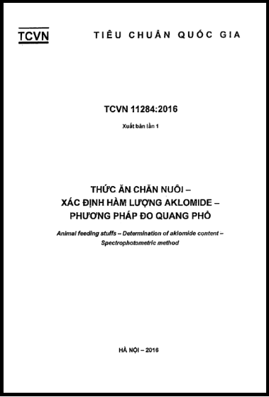 TCVN 11284-2016 - Thức Ăn Chăn Nuôi - Xác Định Hàm Lượng Aklomide - Phương Pháp Đo Quang Phổ